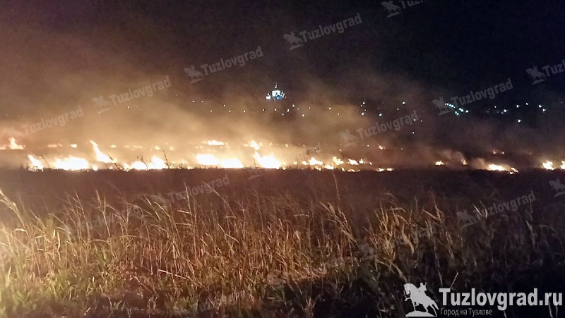 На окраине Новочеркасска горит пойма реки Тузлов
