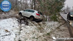 В Новочеркасске неизвестный водитель столкнул кроссовер с дороги и скрылся с места ДТП, видео