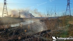 В Новочеркасске бушует крупный ландшафтный пожар